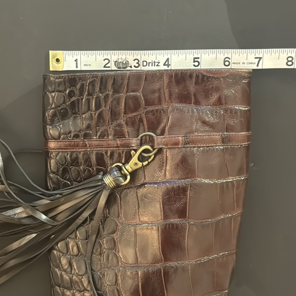 Charles David Brown Crocodile Knee Boots with Tassel - Picture 8 of 17